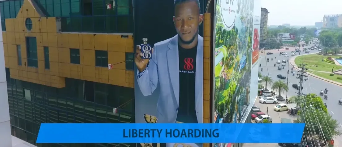 Asghar Ali Perfumes creative on the Liberty hoarding, Lahore
