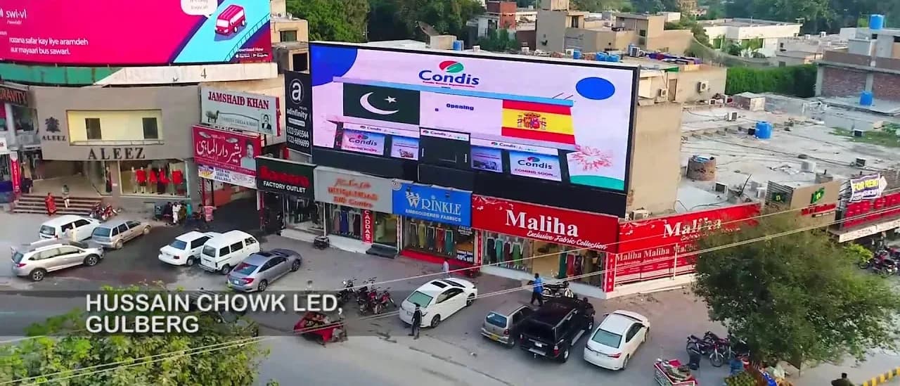 Condis by Spain creative on the Hussain Chowk LED screen, Gulberg, Lahore